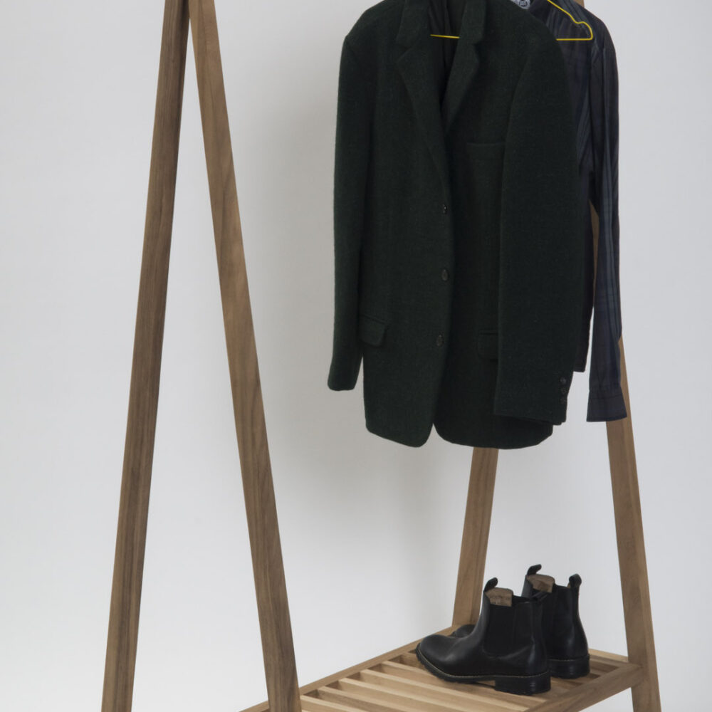 Totem clothes and shoe rail - Striking contemporary wooden rail for clothes storage