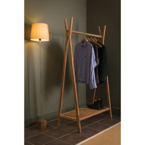 Totem Wooden Clothes and Shoe Rail - An open alternative to wardrobes.