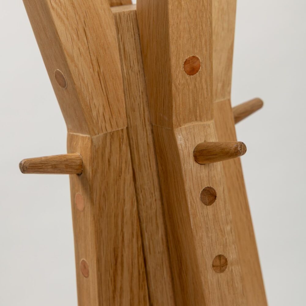 totem coat stand in oiled oak - detail