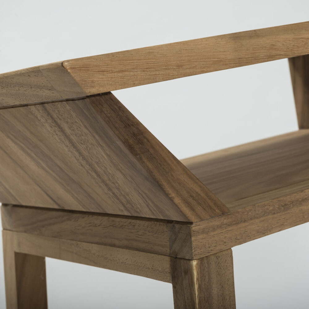 Totem wooden console table - Detailed shot of inbuilt storage.