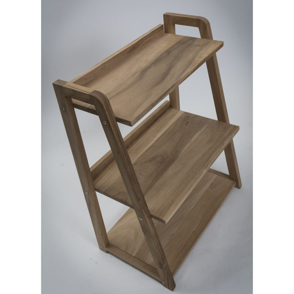 Totem Low Shelf Unit - High angle of the scandi style open wooden shelf unit