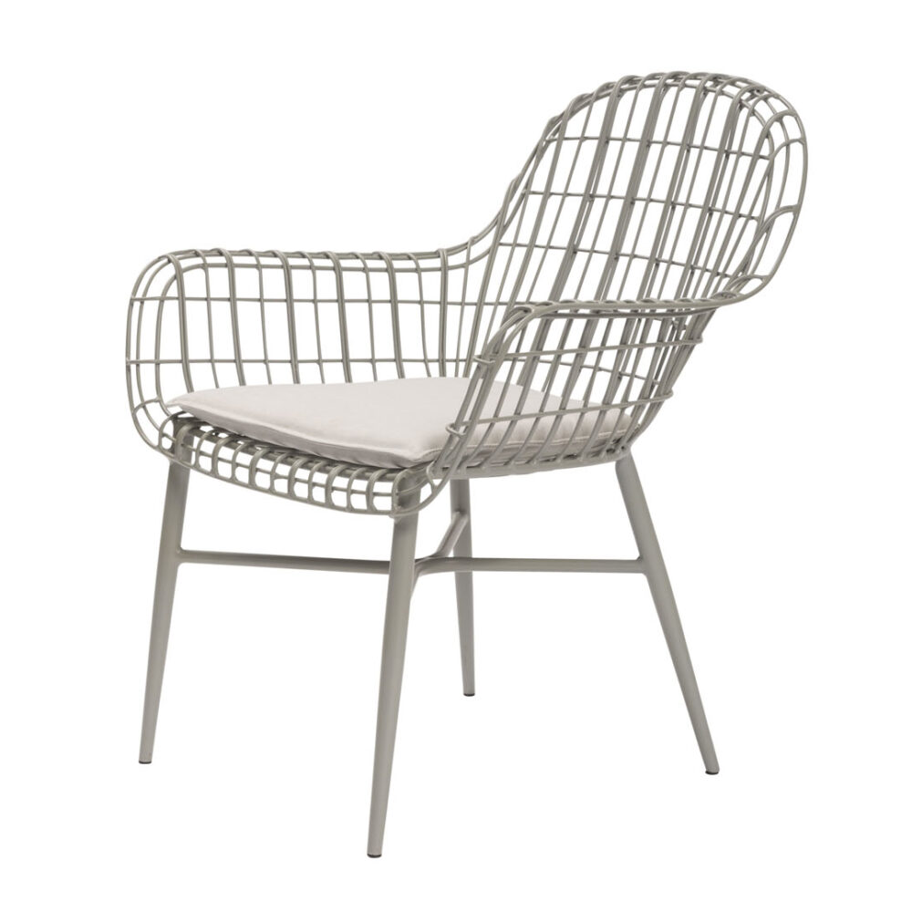 Tunis wire-frame armchair in Putty colour