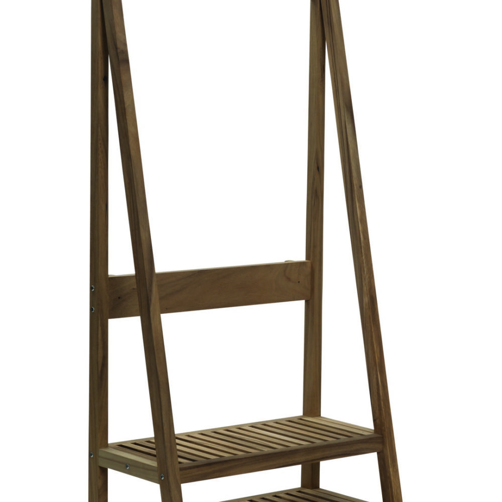 Totem hall stand - Contemporary wooden hall stand with hanging pegs, slatted shelves for shoes.