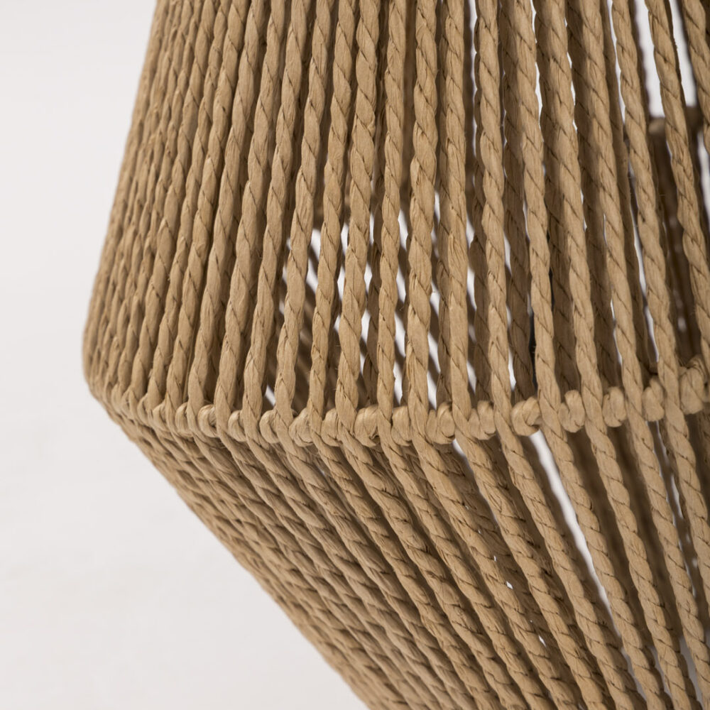 Giza table lamp - detail photo of the linear cord weave in a natural colour.