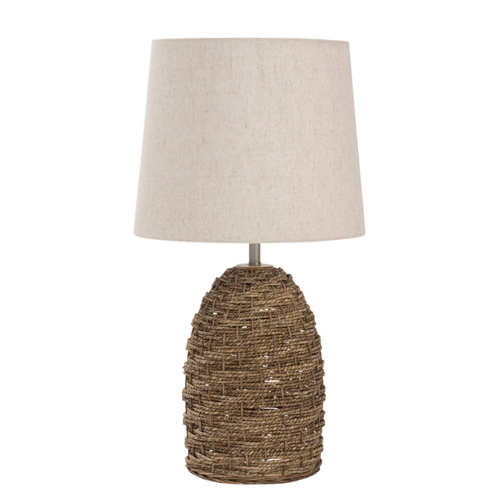 Mali woven table lamp - contemporary table lamp with an earthy woven base.