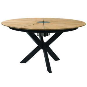 round outdoor dining table - teak - with concealed ice bucket