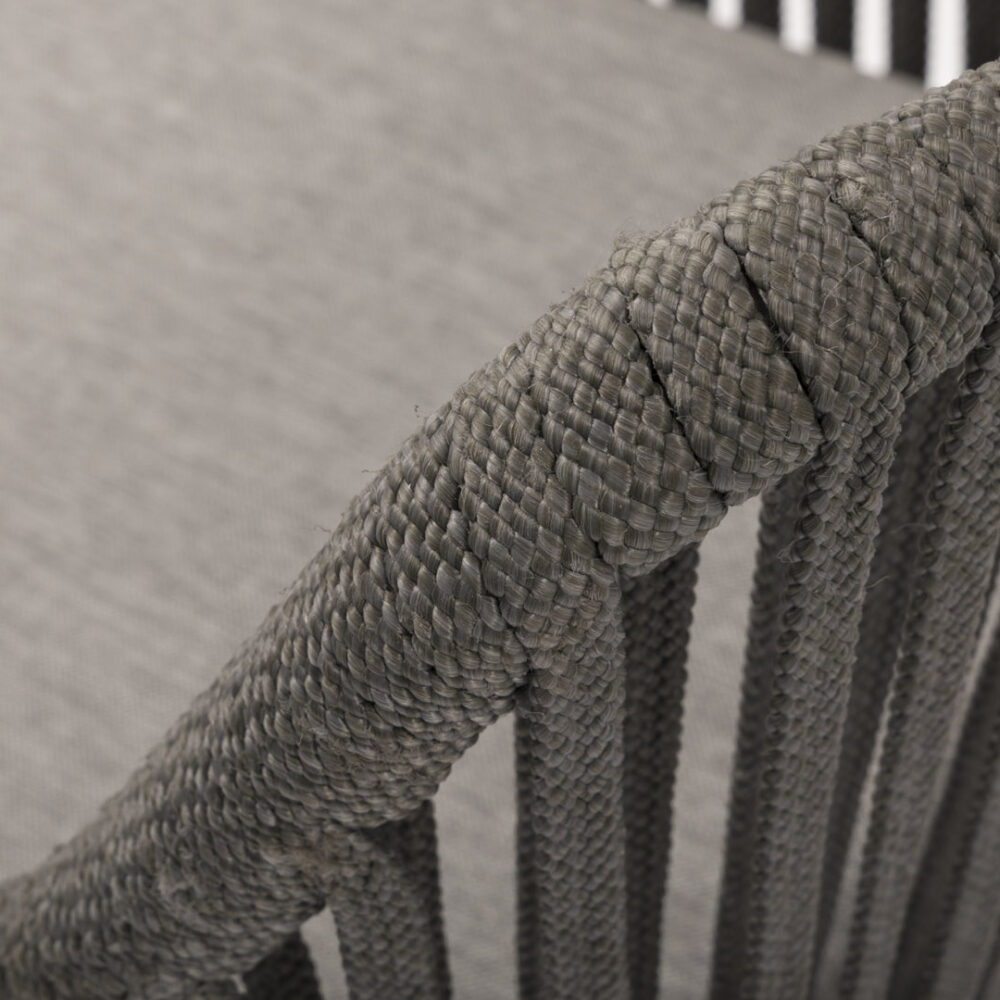 genoa chair - detail of synthetic rope weave on back - slate grey