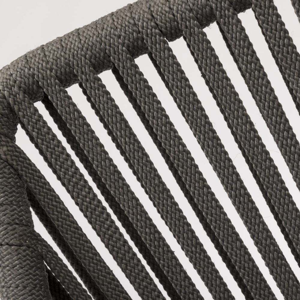 genoa chair - detail of flat faced synthetic rope weave - slate grey