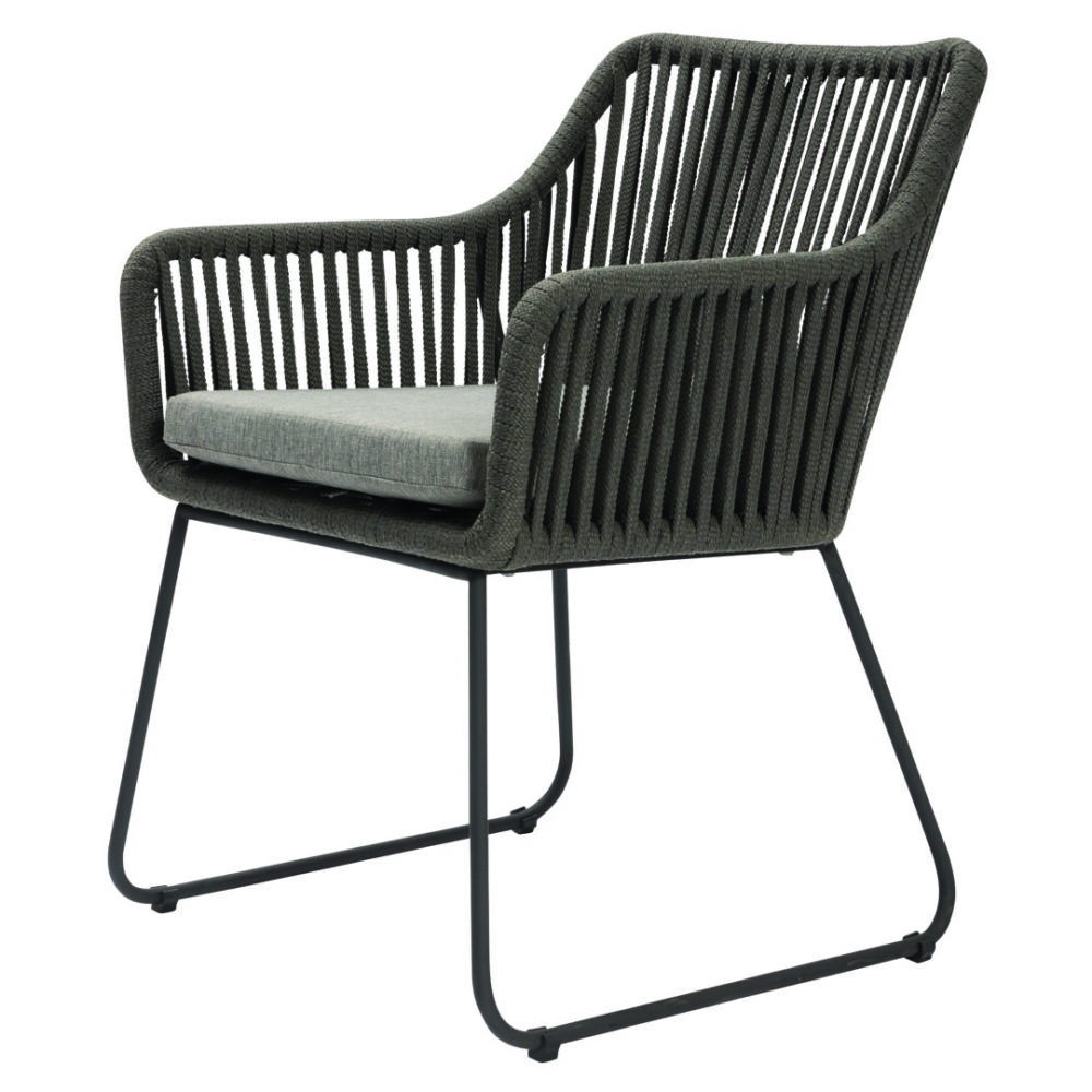 genoa outdoor armchair slate grey armchair woven in flat synthetic rope with ski-style legs