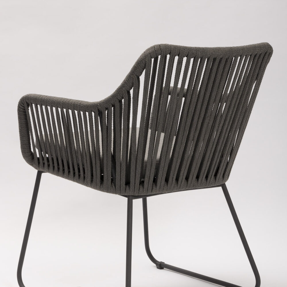 genoa armchair - rear view of slate grey rope weave armchair