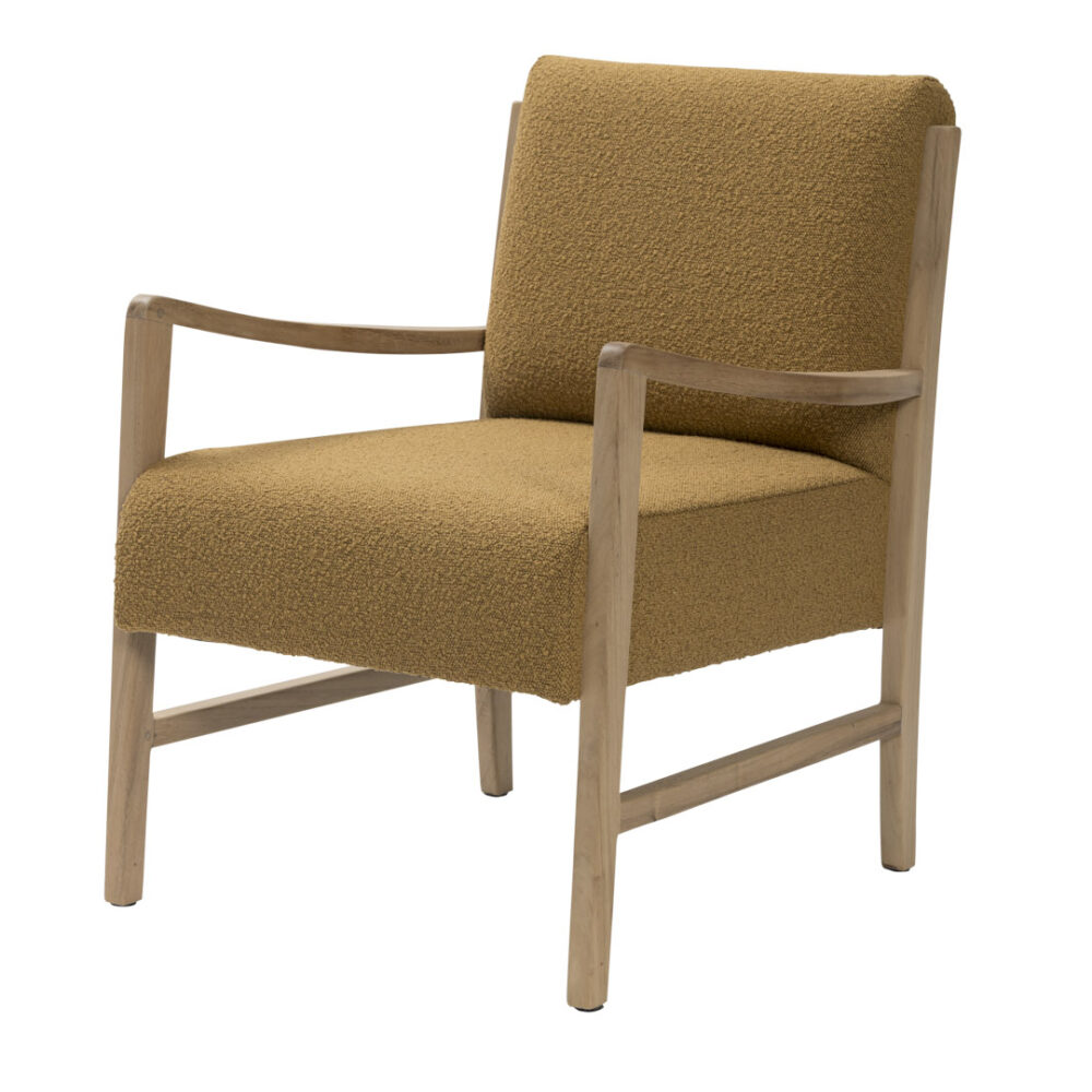 Upholstered accent armchair with wooden frame