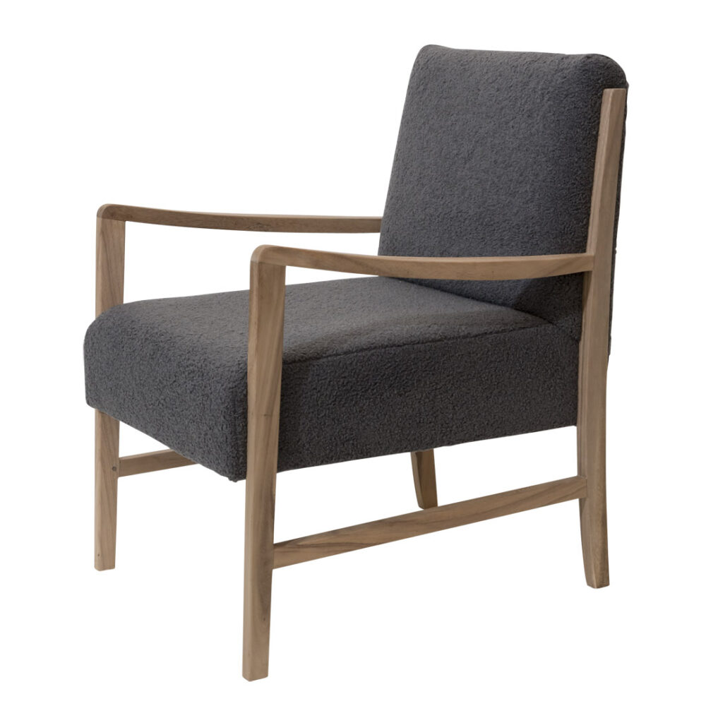 Upholstered accent armchair with wooden frame