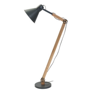 angle adjustable wooden floor lamp - dark grey