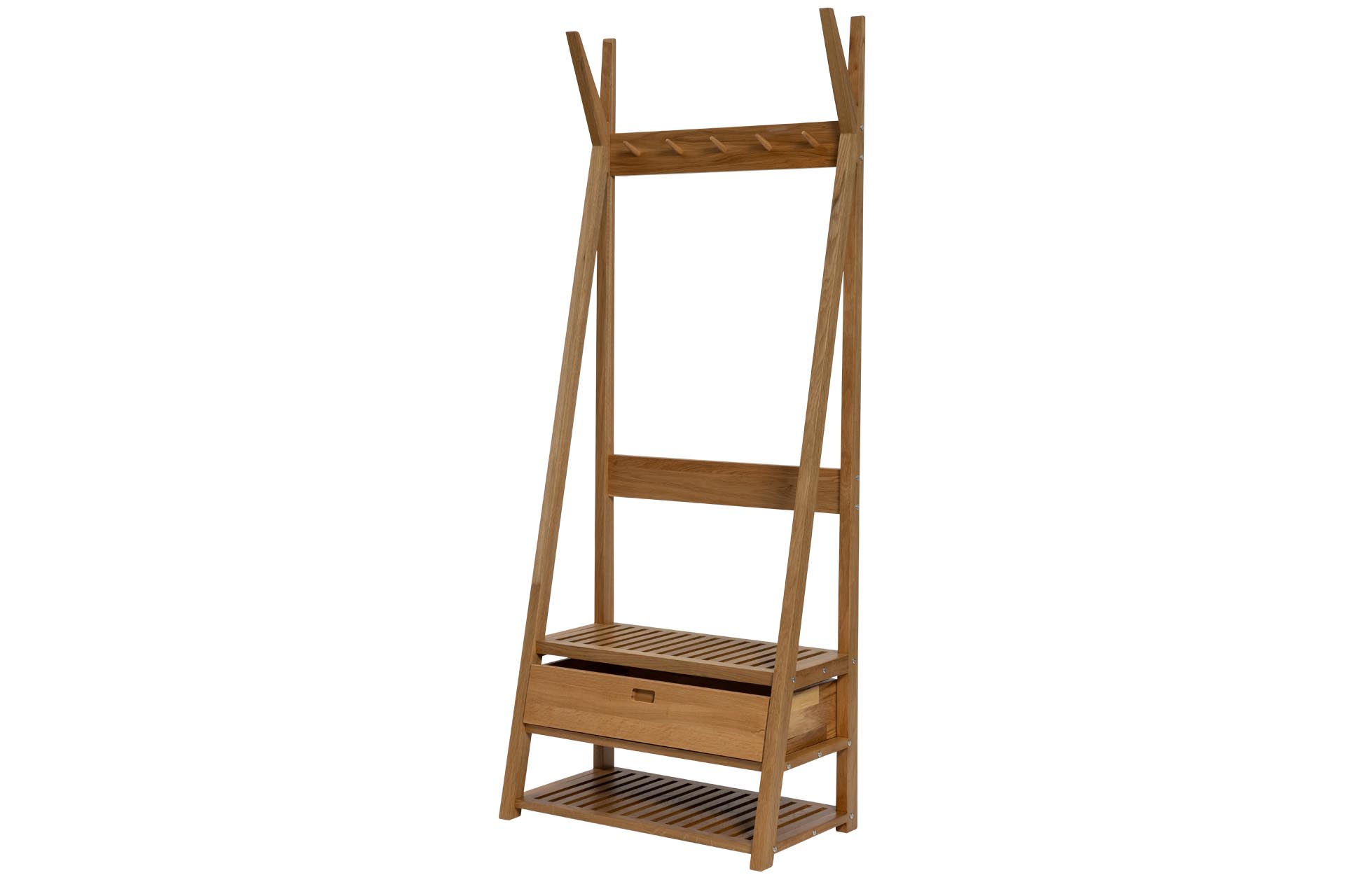 totem hall stand - oiled oak - with drawer