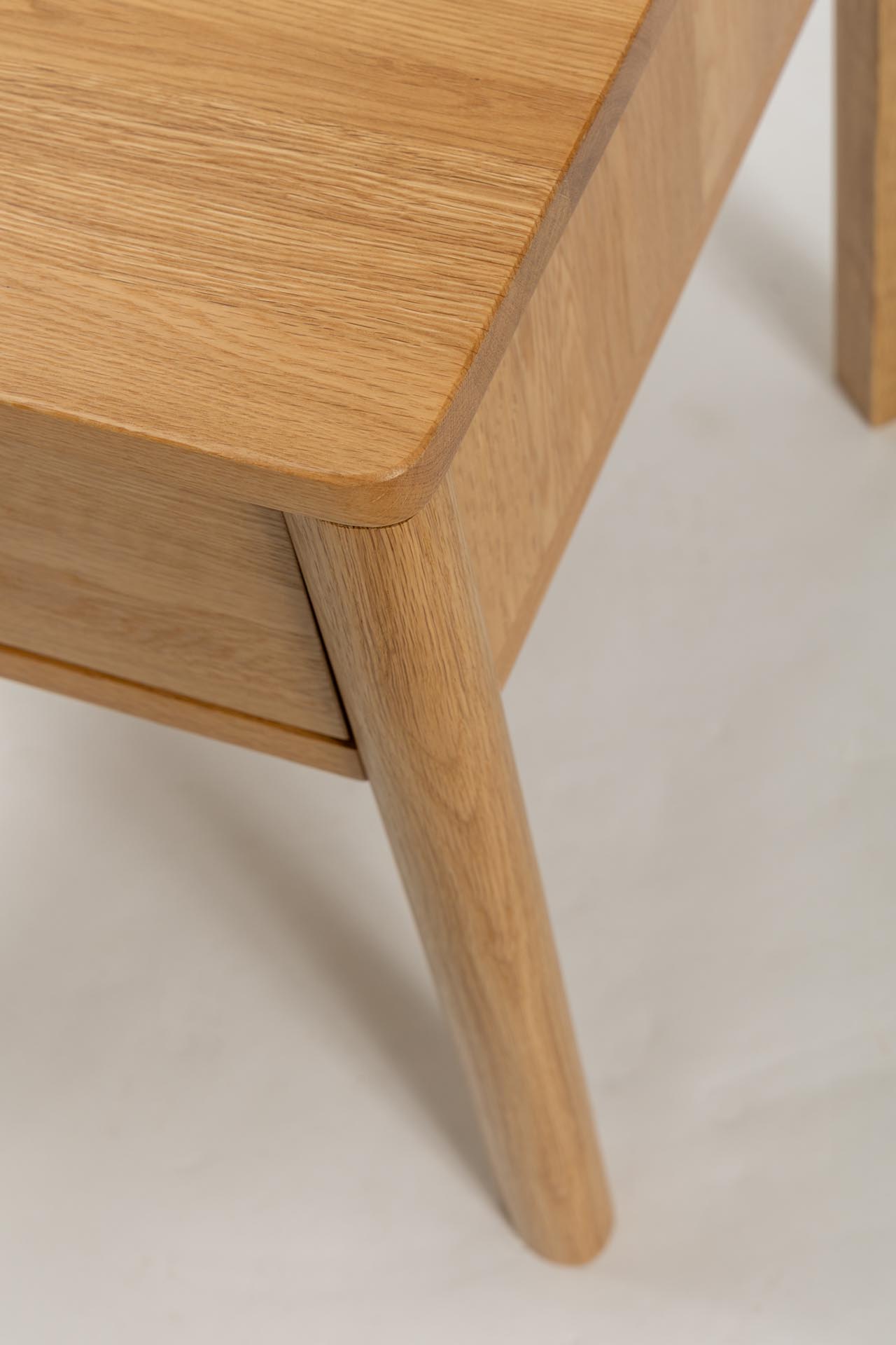 guest bedside table - top and leg detail