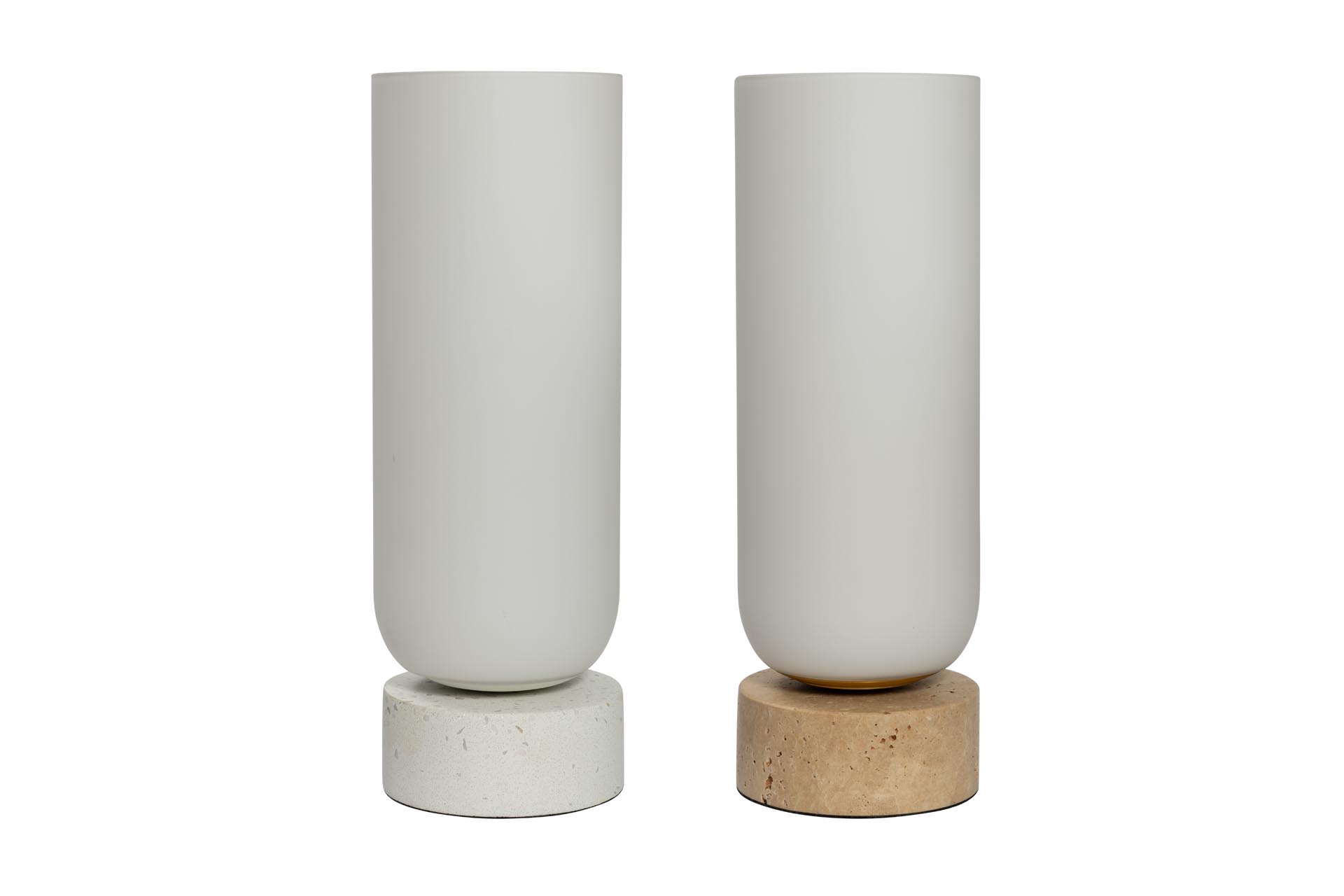 pillar table lamps - opaque glass shade with weighted stone base