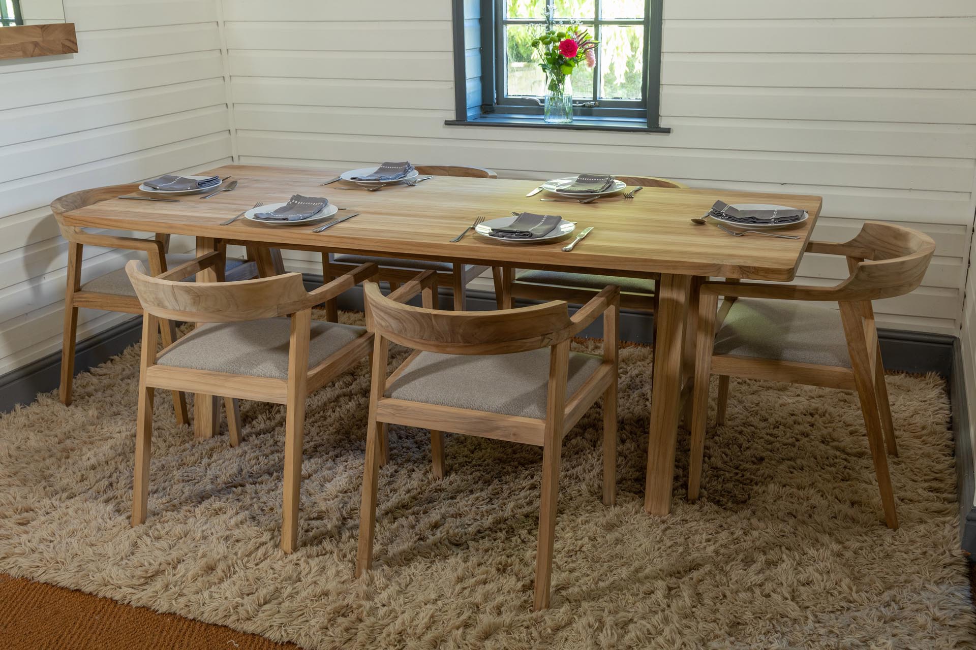 trestle dining table and hampstead dining chairs - mood
