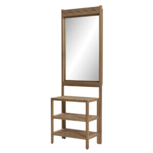 hancock coat and shoe stand with mirror - home storage solution in oiled oak