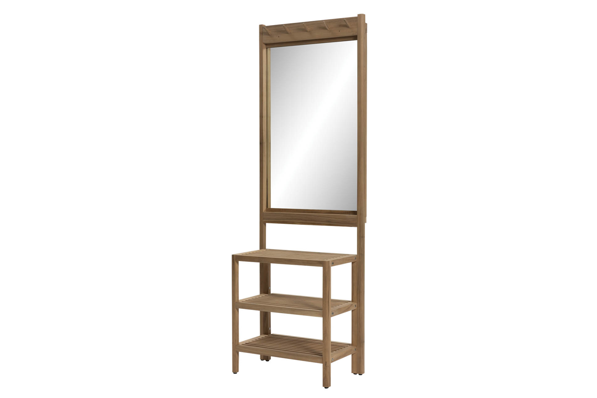 hancock coat and shoe stand with mirror - home storage solution in oiled oak