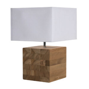 block solid wood square table lamp with square white shade