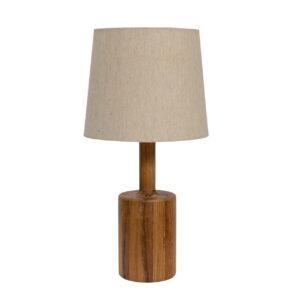 flask table lamp natural teak with natural shade