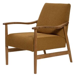 holborn upholstered armchair with wooden arms and legs - boucle manilla - upholstered to order